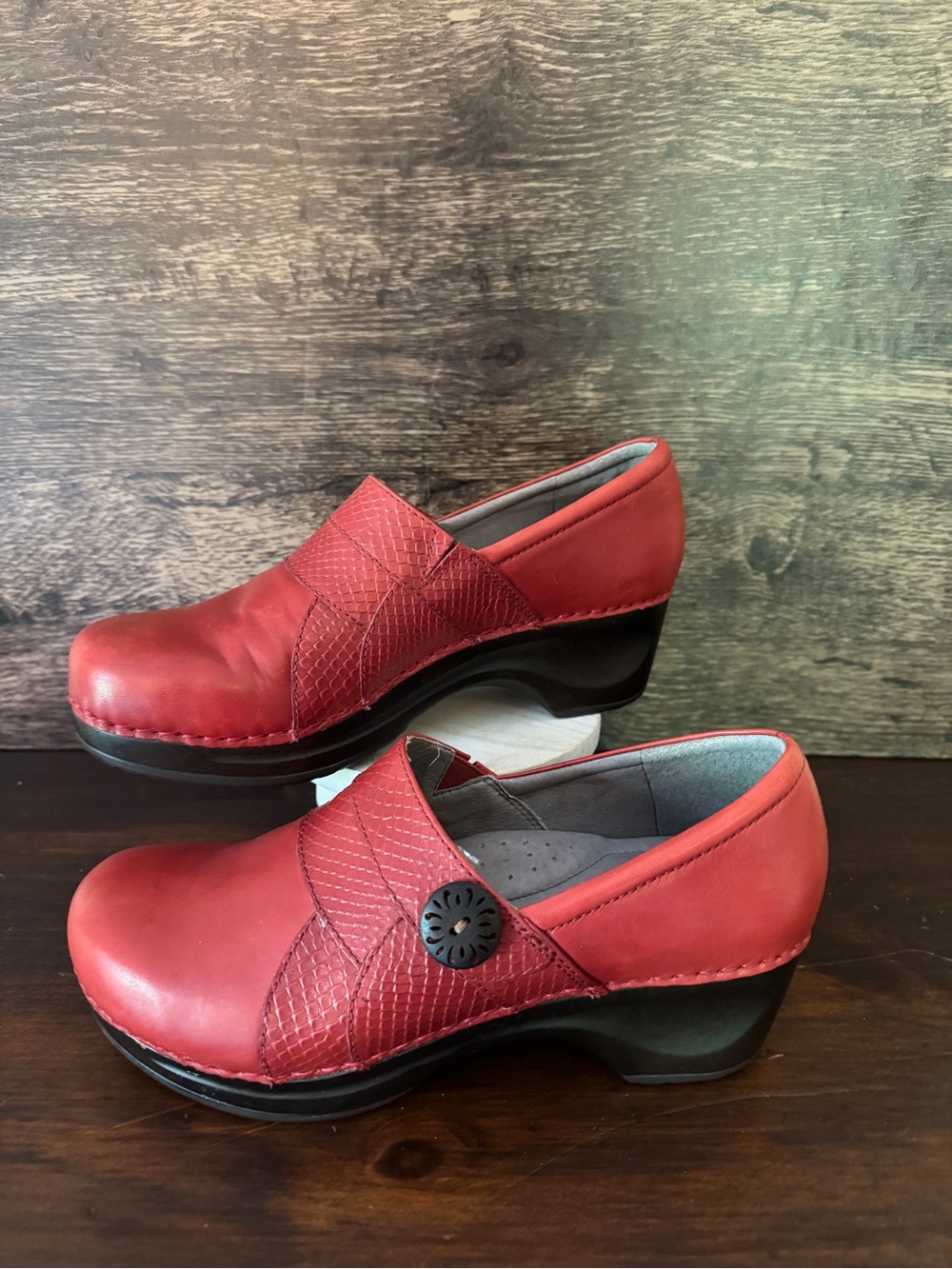 Sanita Red Slip-On Clogs - Women's